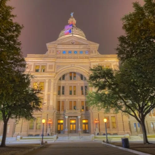 a large while building in texas